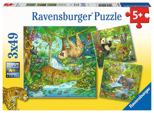 Jungle Fun 3 x 49 Piece Jigsaw Puzzle by Ravensburger - 1