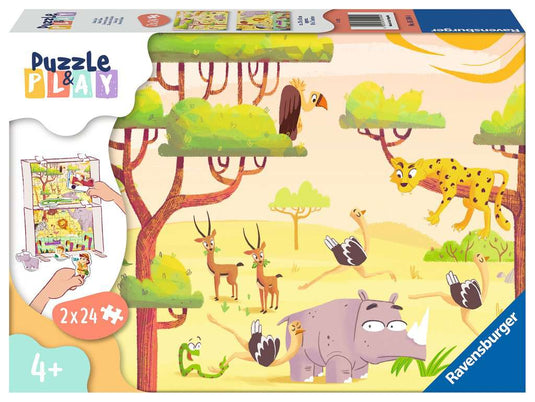 Puzzle & Play: Safari Time 2x24 Piece Puzzle by Ravensburger - 1