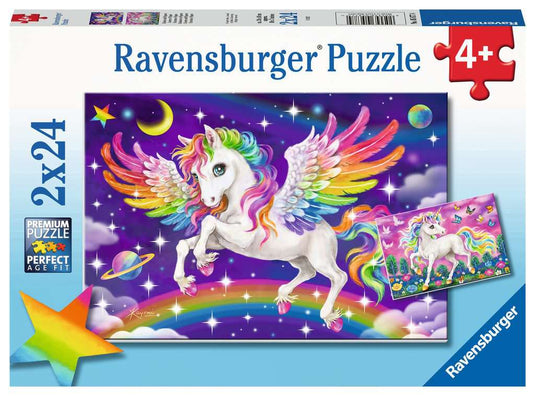 Unicorns & Pegasus 2x24 Piece Jigsaw Puzzle by Ravensburger - 1