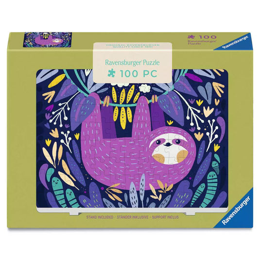Purple Sloth Smile 100 Piece Jigsaw Puzzle by Ravensburger