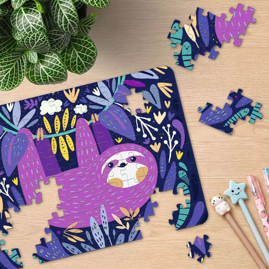 Purple Sloth Smile 100 Piece Jigsaw Puzzle by Ravensburger