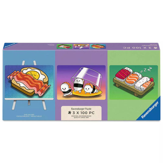 Kawaii Breakfast, Lunch & Dinner 3x 100 Piece Jigsaw Puzzle by Ravensburger
