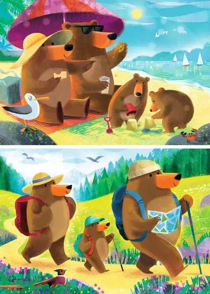 Bear Family Vacations 2x24 Piece Jigsaw Puzzle by Ravensburger