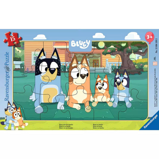 Bluey and his Family Frame Puzzle 15 Piece Jigsaw Puzzle by Ravensburger - 1