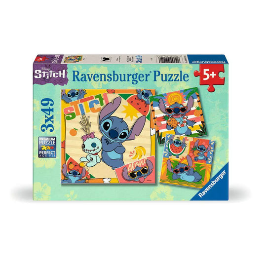 Disney Stitch Aloha! 3x49 Piece Jigsaw Puzzle by Ravensburger - 1