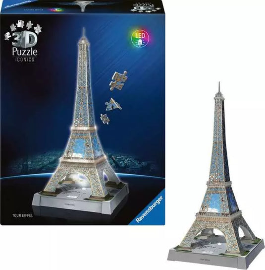 Iconics 3D Eiffel Tower Night Ed. 216 Piece 3D Jigsaw Puzzle by Ravensburger