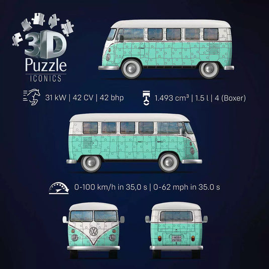 Iconics 3D Volkswagen Bus 162 Piece Jigsaw Puzzle by Ravensburger