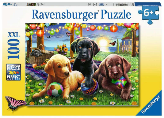 Puppy Picnic 100 Piece XXL Jigsaw Puzzle by Ravensburger - 2