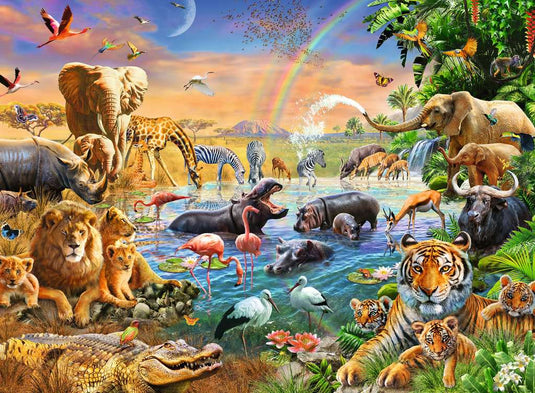 Savannah Jungle Waterhole 100 Piece Jigsaw Puzzle by Ravensburger - 2