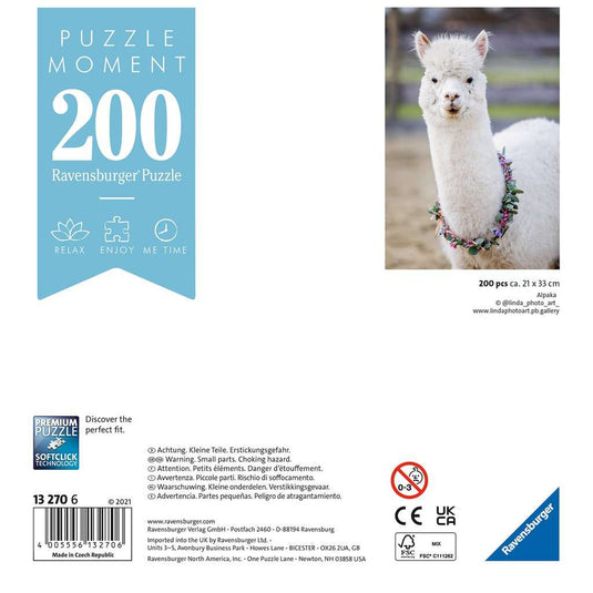 Puzzle Moments: Alpaca 200 Piece Jigsaw Puzzle by Ravensburger - 3