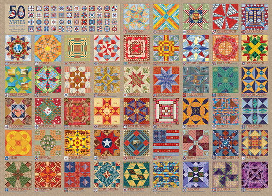 50 States Quilt Blocks 1000 Piece Jigsaw Puzzle by Cobble Hill - 2