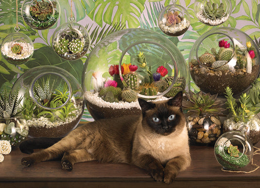 Terrarium Cat 1000 Piece Jigsaw Puzzle by Cobble Hill - 2