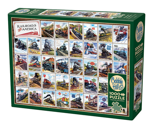 Railroads of America 1000 Piece Jigsaw Puzzle by Cobble Hill - 1