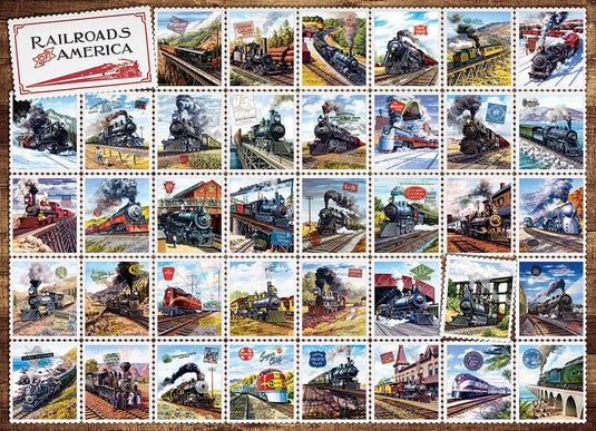 Railroads of America 1000 Piece Jigsaw Puzzle by Cobble Hill - 2