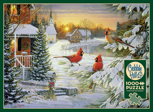 Sunset Cardinals 1000 Piece Jigsaw Puzzle by Cobble Hill - 3