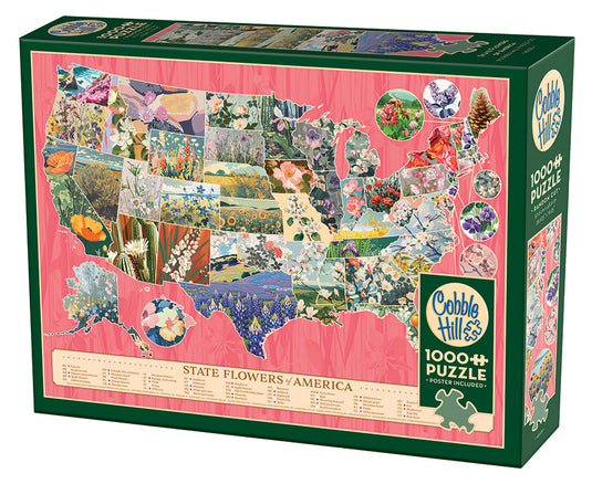 State Flowers of America 1000 Piece Jigsaw Puzzle by Cobble Hill - 1