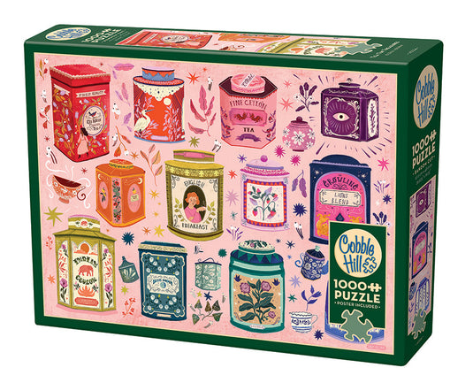 Tea Tin Treasures 1000 Piece Jigsaw Puzzle by Cobble Hill - 1