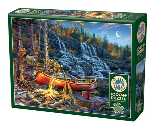 Waterfall Camp 1000 Piece Jigsaw Puzzle by Cobble Hill - 1