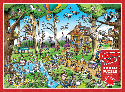 DoodleTown: Birdwatcher's Paradise 1000 Piece Jigsaw Puzzle by Cobble Hill - 2