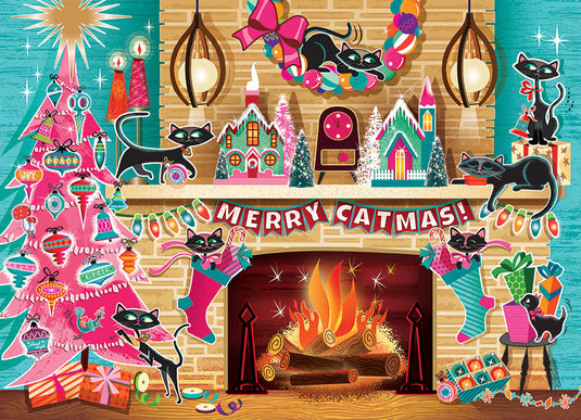 Merry Catmas 500 Piece Jigsaw Puzzle by Cobble Hill - 2