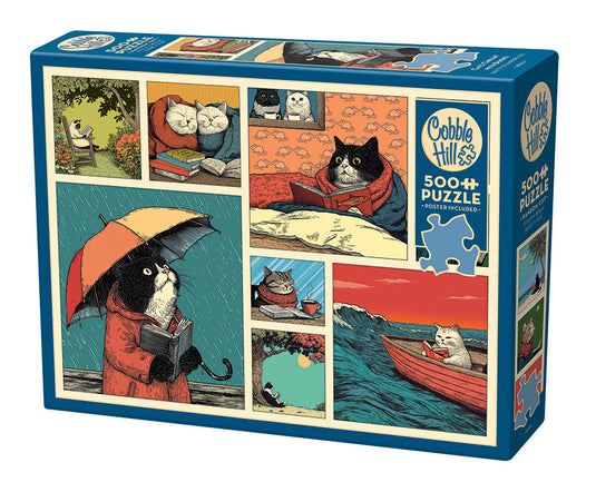 Cats Chillin With Books 500 Piece Jigsaw Puzzle by Cobble Hill