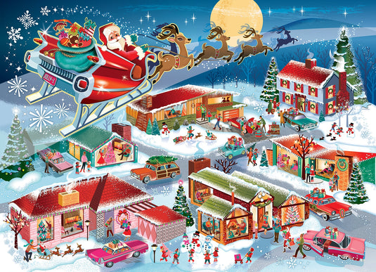 Santa's Flyby (Family) 350 Piece Jigsaw Puzzle by Cobble Hill - 2