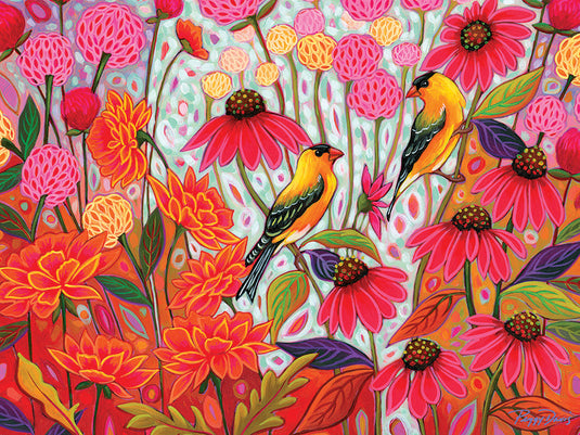 Springtime Goldfinches 275 (Easy Handling) Piece Jigsaw Puzzle by Cobble Hill - 2