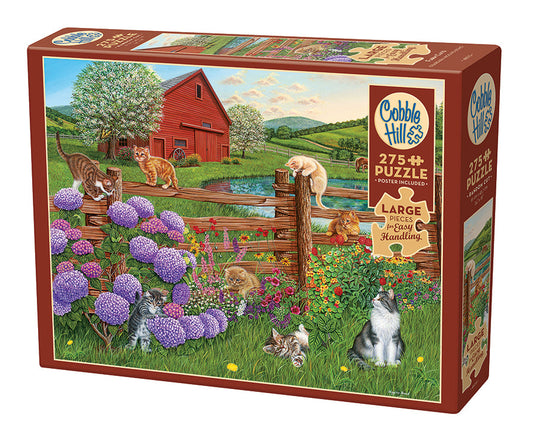 Farm Cats 275 (Easy Handling) Piece Jigsaw Puzzle by Cobble Hill - 1