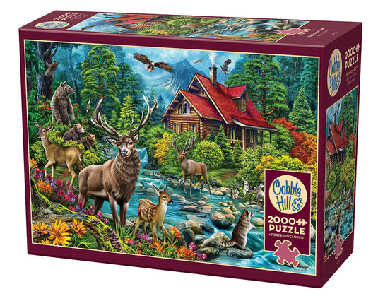 Red-Roofed Cabin 2000 Piece Jigsaw Puzzle by Cobble Hill - 1