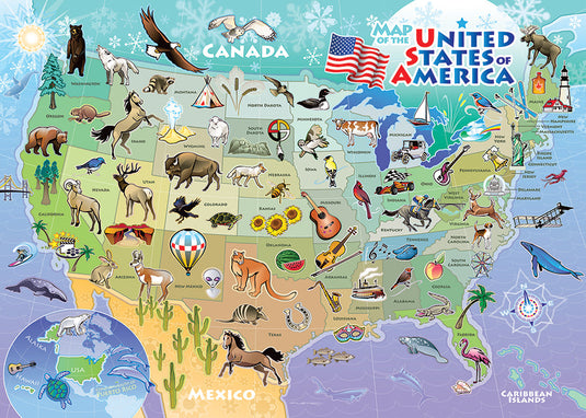 USA Map 35 Piece Tray Jigsaw Puzzle by Cobble Hill - 1