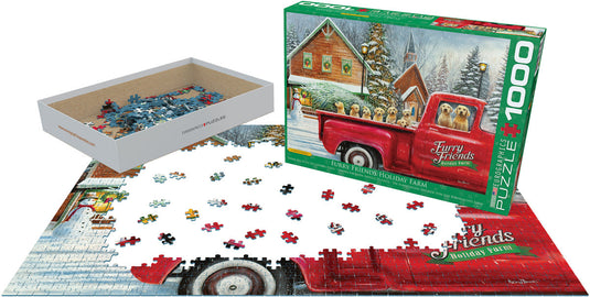 Furry Friends Holiday Farm 1000 Piece Jigsaw Puzzle by Eurographics - 2
