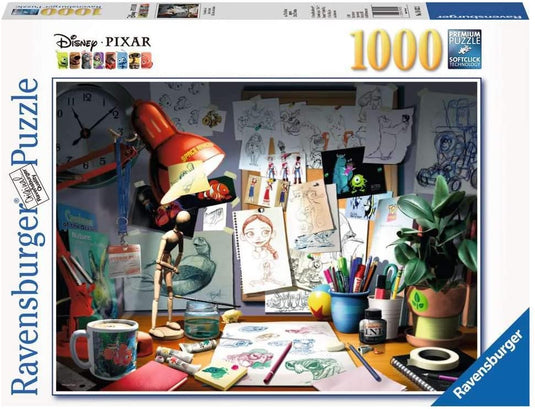 Disney Pixar: The Artist's Desk 1000 Piece Jigsaw Puzzle by Ravensburger - 2