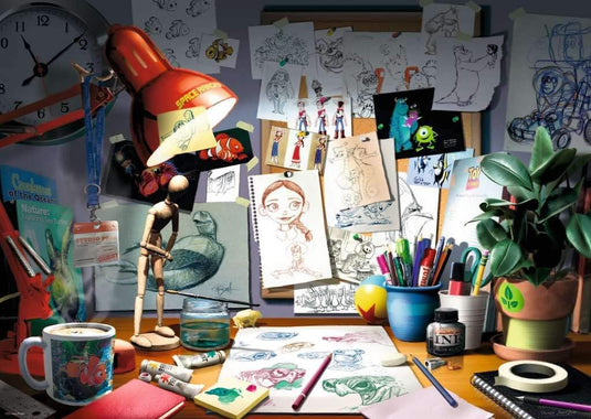 Disney Pixar: The Artist's Desk 1000 Piece Jigsaw Puzzle by Ravensburger - 1