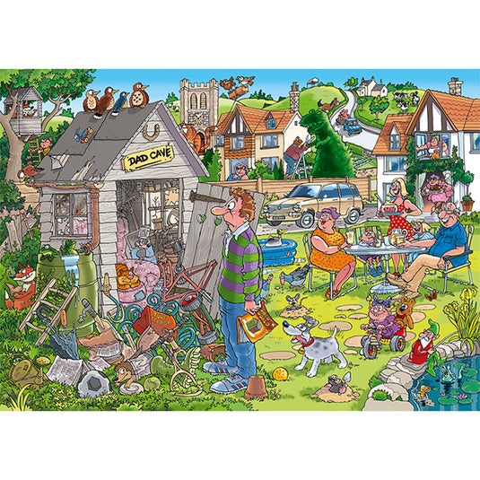 Wasgij Destiny #28: Dad Cave! 1000 Piece Jigsaw Puzzle by Jumbo - 2
