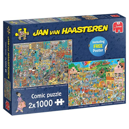 Music Shop & Holiday Jitters 2 x 1000 Piece Jigsaw Puzzle by Jumbo