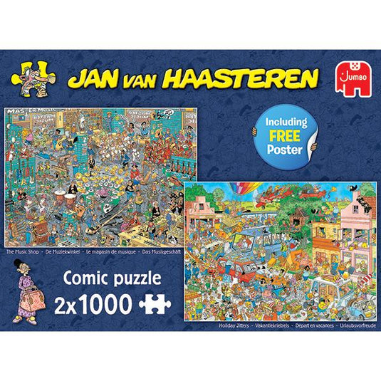 Music Shop & Holiday Jitters 2 x 1000 Piece Jigsaw Puzzle by Jumbo