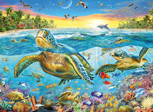 Swim with Sea Turtles 100 Piece XXL Jigsaw Puzzle by Ravensburger - 1
