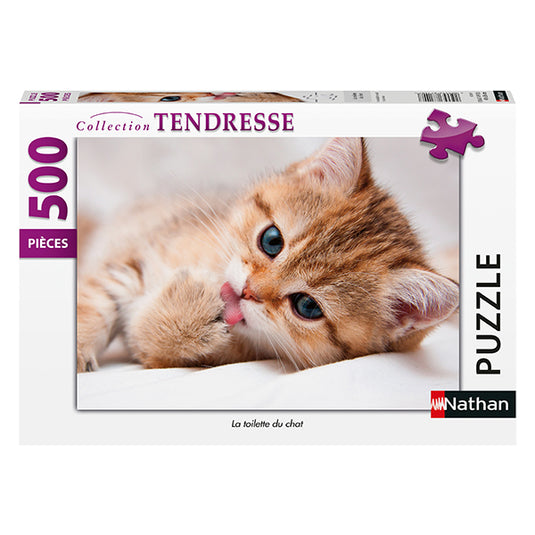 Cat Grooming 500 Piece Jigsaw Puzzle by Nathan - 1