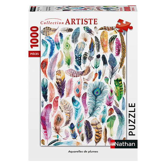 Feather Watercolors 1000 Piece Jigsaw Puzzle by Nathan - 1