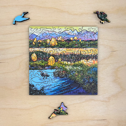 The Marsh, The Meadow, The Mountain by Catherine Robertson 61 Piece Wodden Jigsaw Puzzle by Stumpcraft