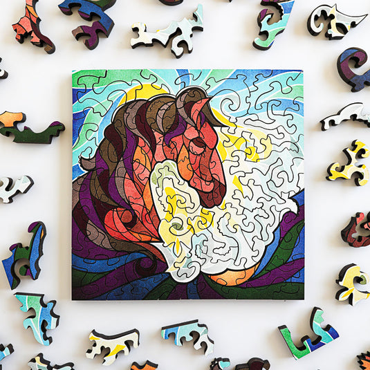 Mane Connections by Jason Panda 69 Piece Wodden Jigsaw Puzzle by Stumpcraft
