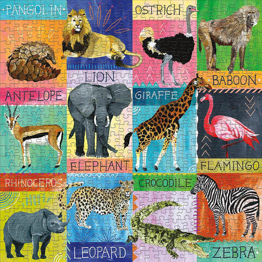 Painted Safari 500 Piece Family Puzzle by Galison - 2