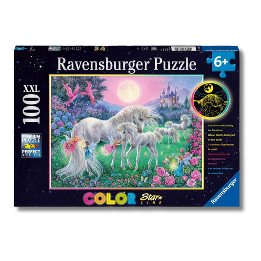 Unicorns in the Moonlight 100 Piece Jigsaw Puzzle by Ravensburger - 1