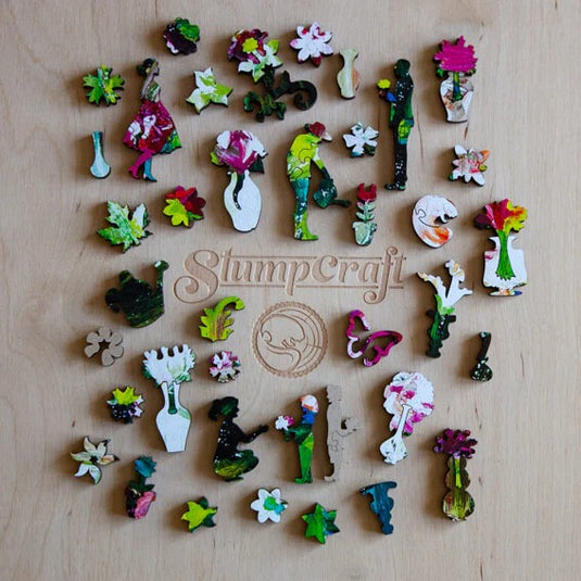 Bursting Blooms by Melissa McKinnon 345 Piece Wooden Jigsaw Puzzle by Stumpcraft