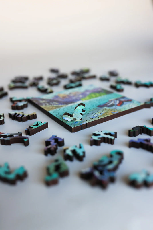 Rock Flour Blue by Kat Wright 57 Piece Wooden Jigsaw Puzzle by Stumpcraft
