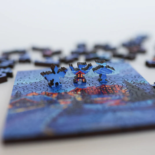 Good Night Canmore by Kat Wright 65 Piece Wooden Jigsaw Puzzle by Stumpcraft