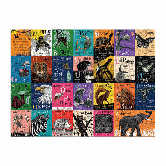 A is for Bee: An Alphabet in Translation 1000 Piece Family Puzzle by Galison - 3