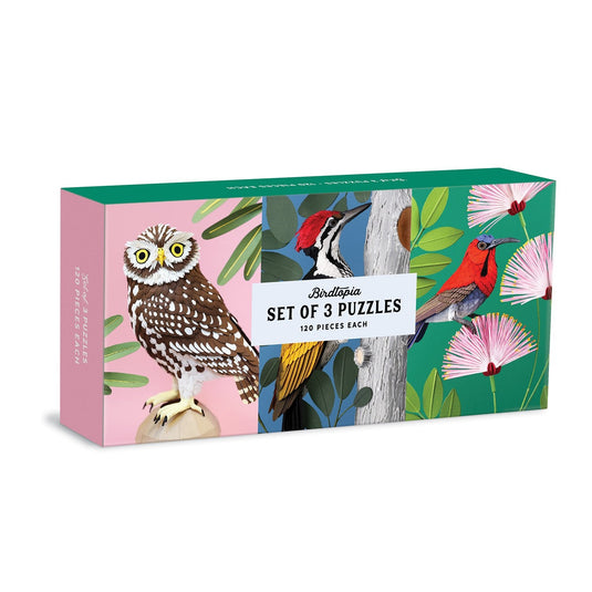 Birdtopia Jigsaw Puzzle 3x 120 Piece Jigsaw Puzzle Set by Galison - 1