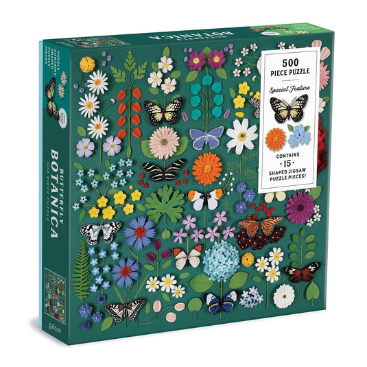 Butterfly Botanica 500 Piece Shaped Jigsaw Puzzle by Galison - 1