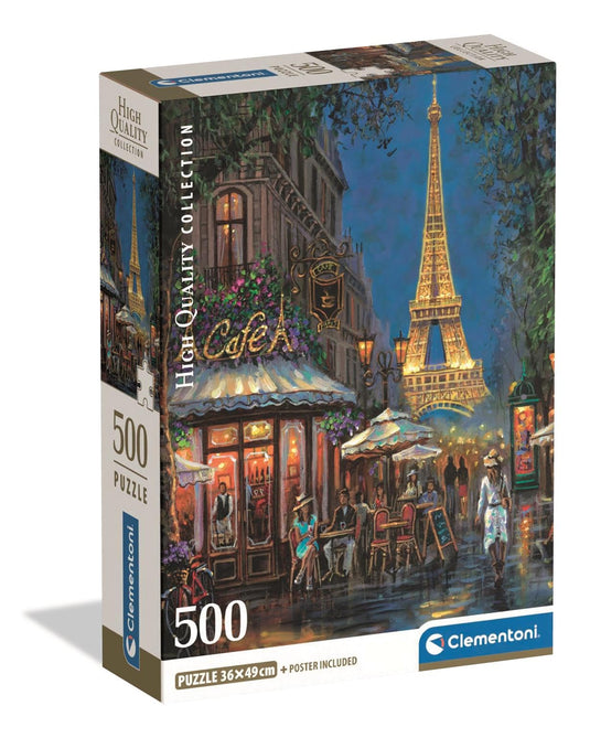 Night At The Eiffel CafŽ 500 Piece Jigsaw Puzzle by Clementoni Puzzles - 1